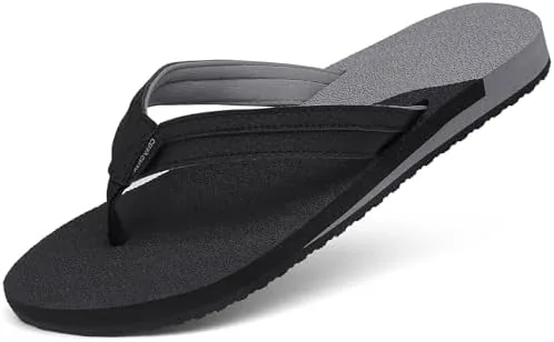 chaychax flip flops for women with arch support comfortable cushion mat summer beach walking thong sandals indoor outdoor black grey 85 women