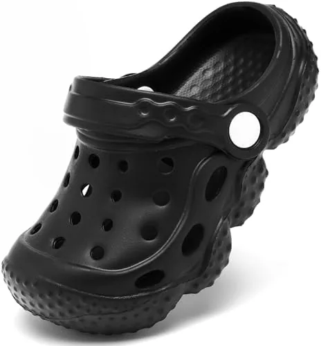 chaychax kids garden clogs cute slides sandals toddlers beach pool shower shoes with non slip solebig kid 1black